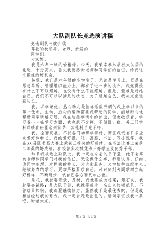 大队副队长竞选演讲稿范文