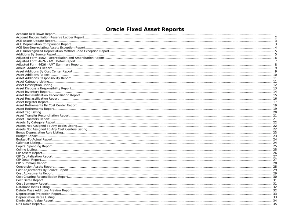 Oracle Fixed Asset Reports(固定资产模块报表)_第1页