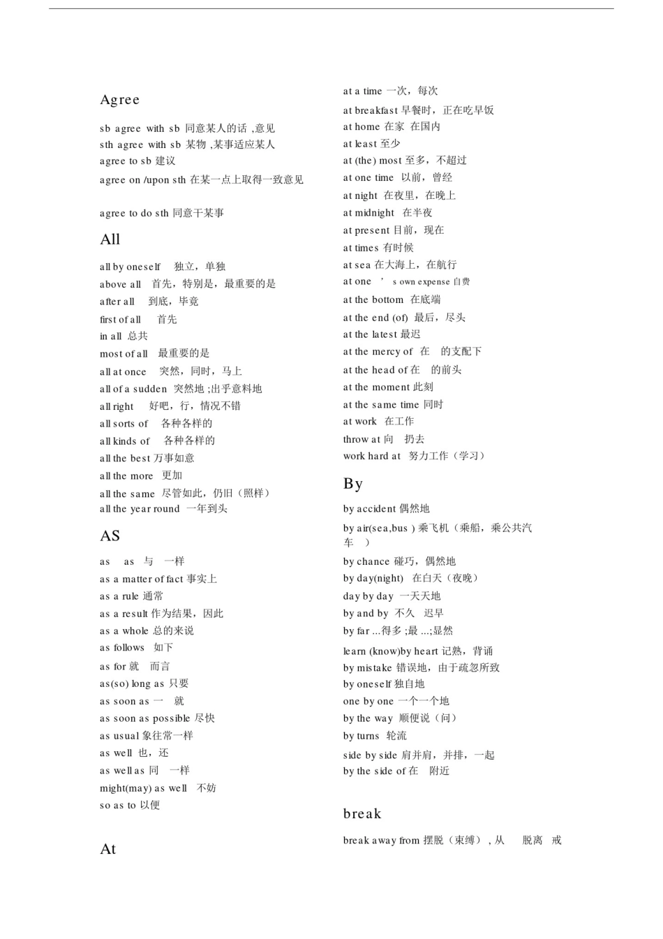 (完整word版)高中英语固定搭配及常用词组集锦(word文档良心出品).doc_第1页
