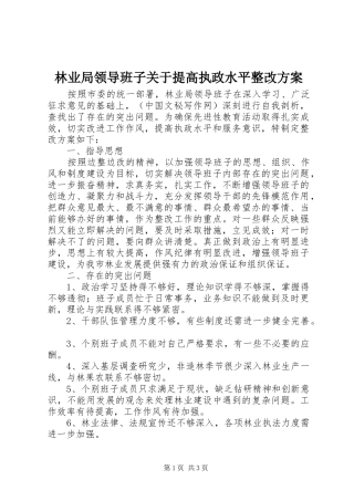 林业局领导班子关于提高执政水平整改方案