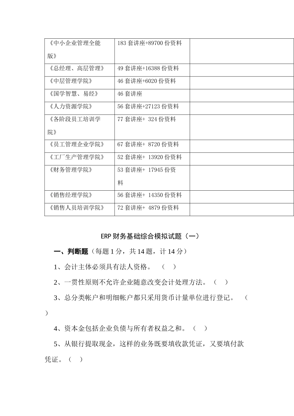 ERP财务基础综合模拟卷_第2页