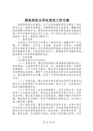 商务局民主评议党员工作方案