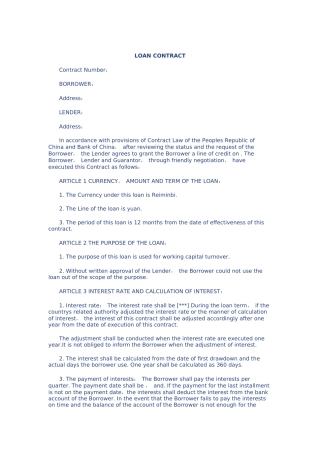 LOANCONTRACT英文借贷合同
