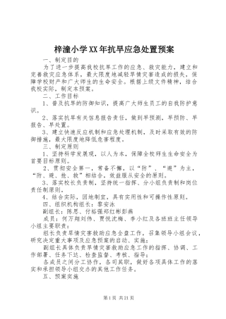 梓潼小学XX年抗旱应急处置预案