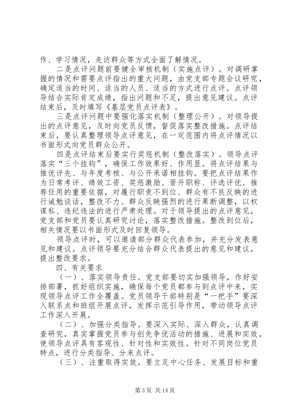 领导点评工作方案_第3页
