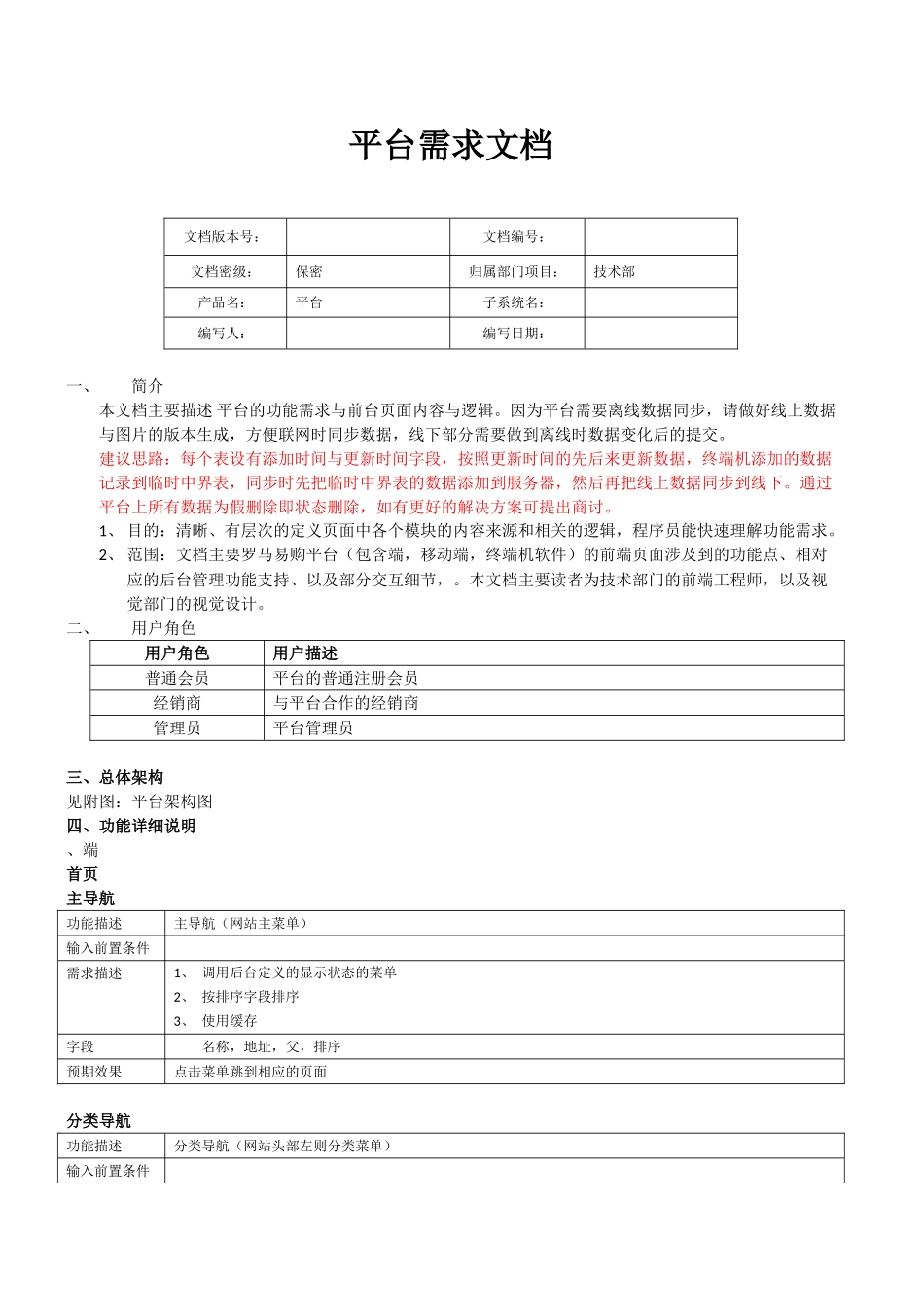 XXX电商O2O平台需求文档(DOC48页)_第1页