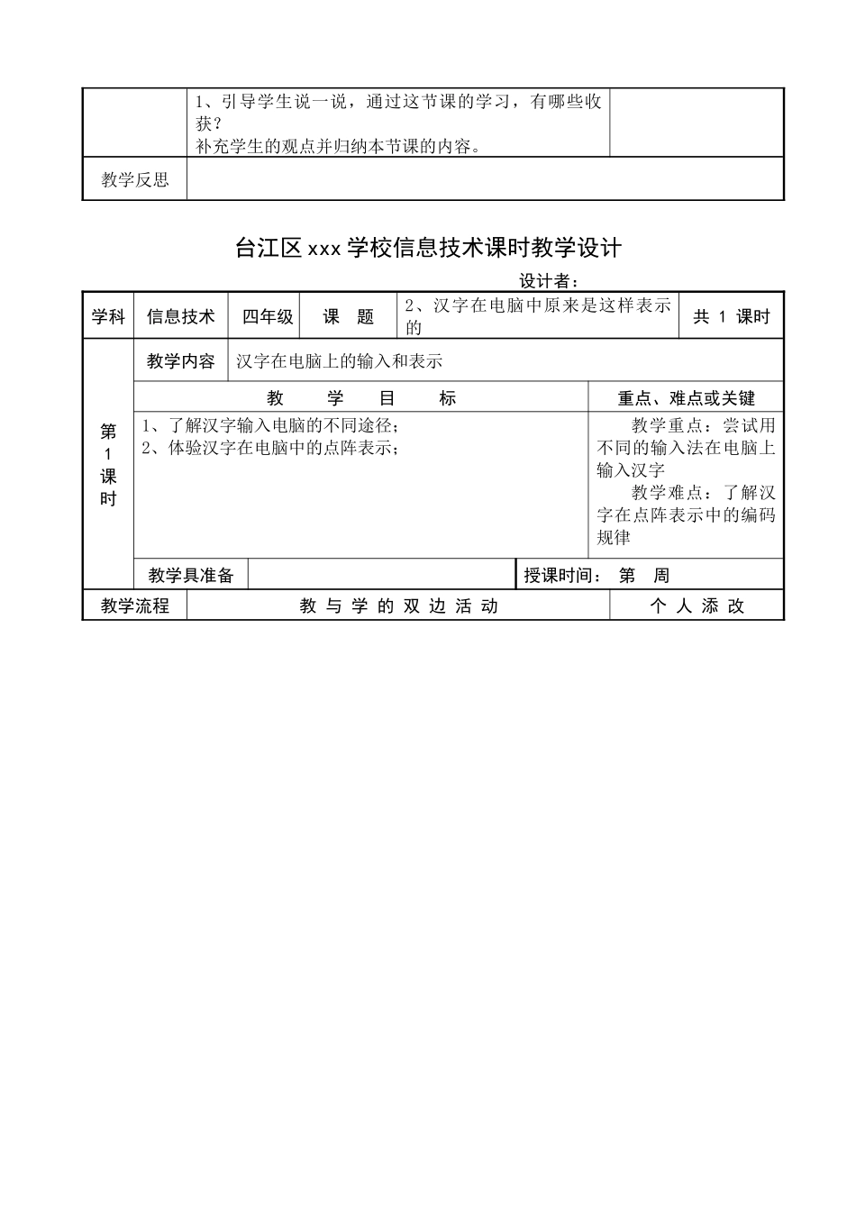 XXXX福建教育出版社新版小学信息技术教案四上全册_第3页