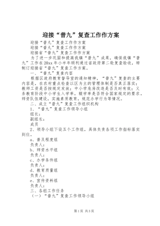 迎接“普九”复查工作作方案