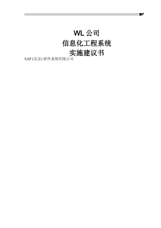 sap给WL公司设计的信息化规划方案大纲
