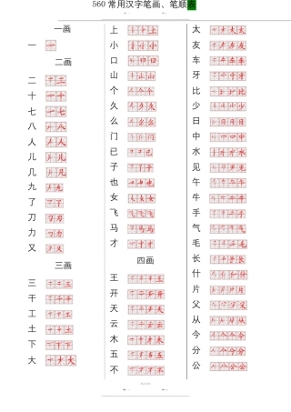 常用汉字笔画笔顺表(优选.)