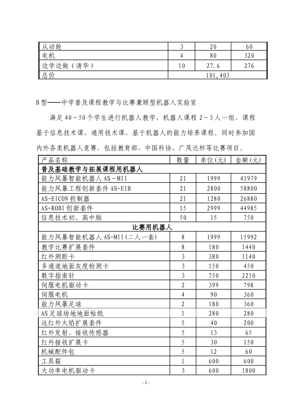 九江市中小学智能机器人教学实验室配置方案_第2页