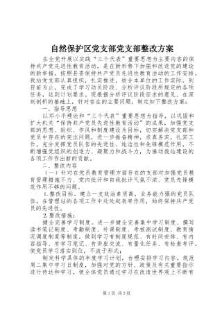 自然保护区党支部党支部整改方案