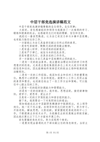 中层干部竞选演讲稿