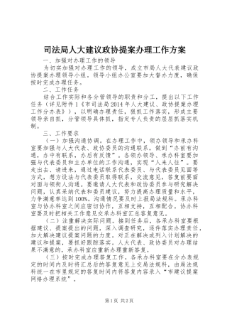 司法局人大建议政协提案办理工作方案