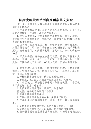 医疗废物处理站制度及预案范文大全