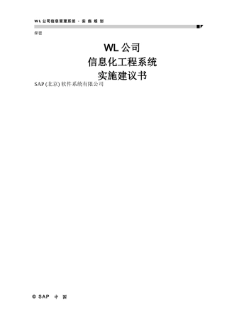 WL公司信息化工程系统实施建议书