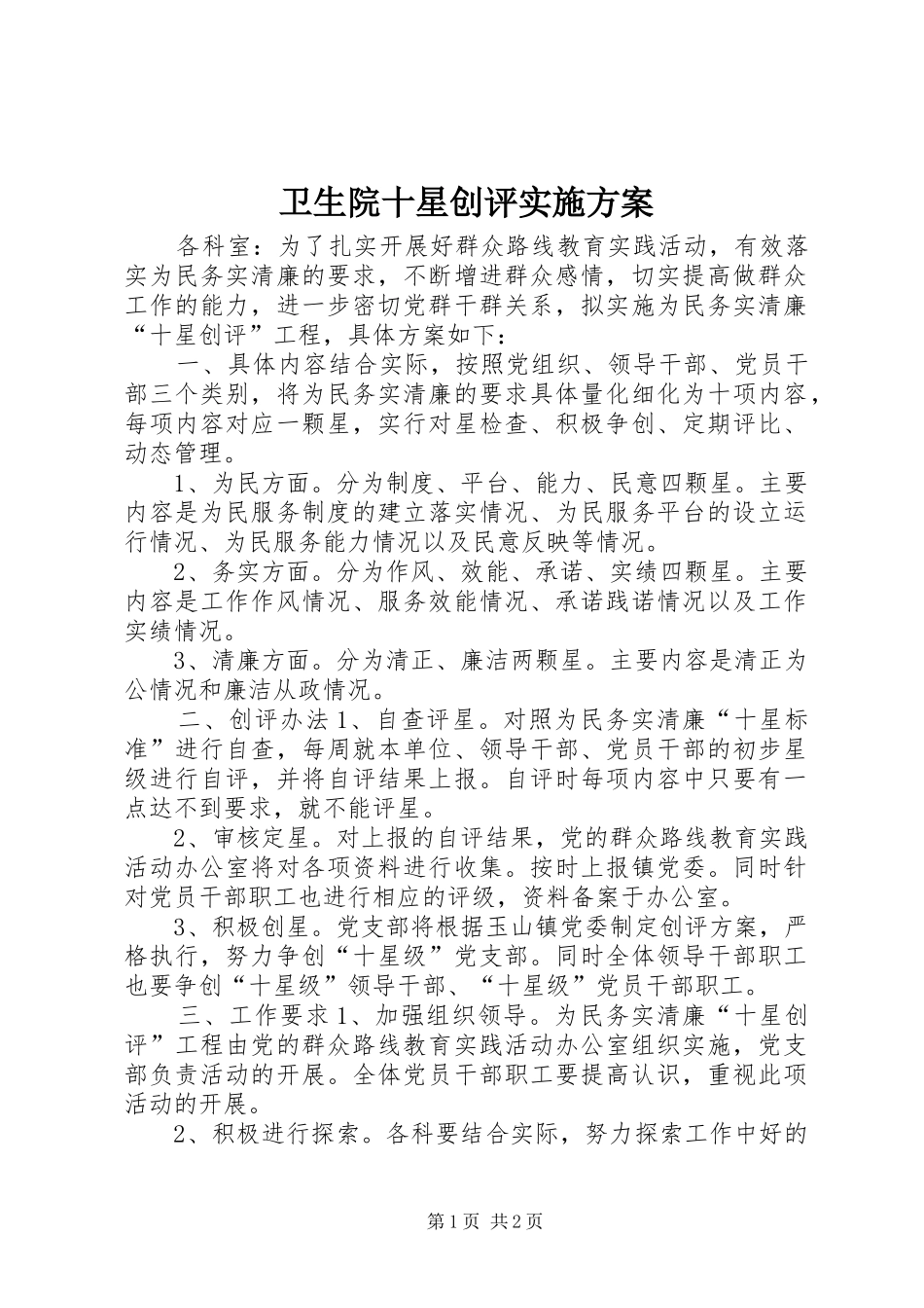 卫生院十星创评实施方案_第1页