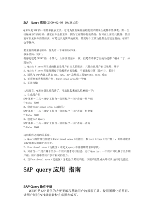 SAP Query应用