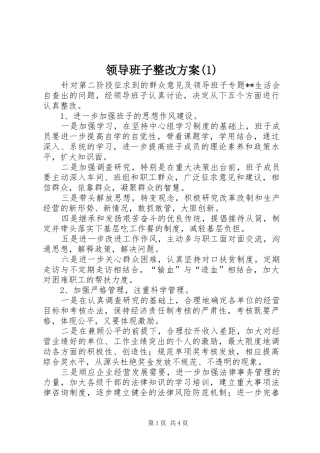 领导班子整改方案(1)