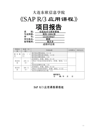 SAP应用东软-SD模块