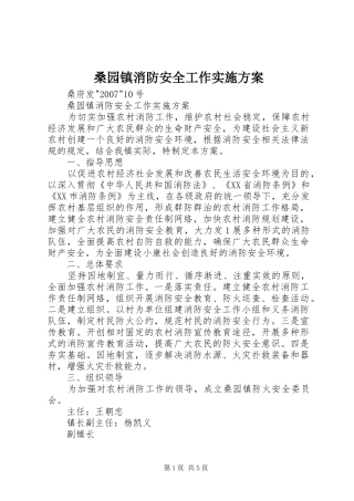 桑园镇消防安全工作实施方案