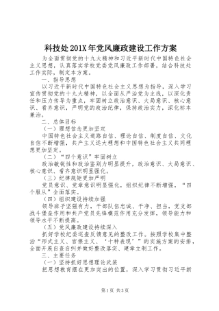 科技处201X年党风廉政建设工作方案