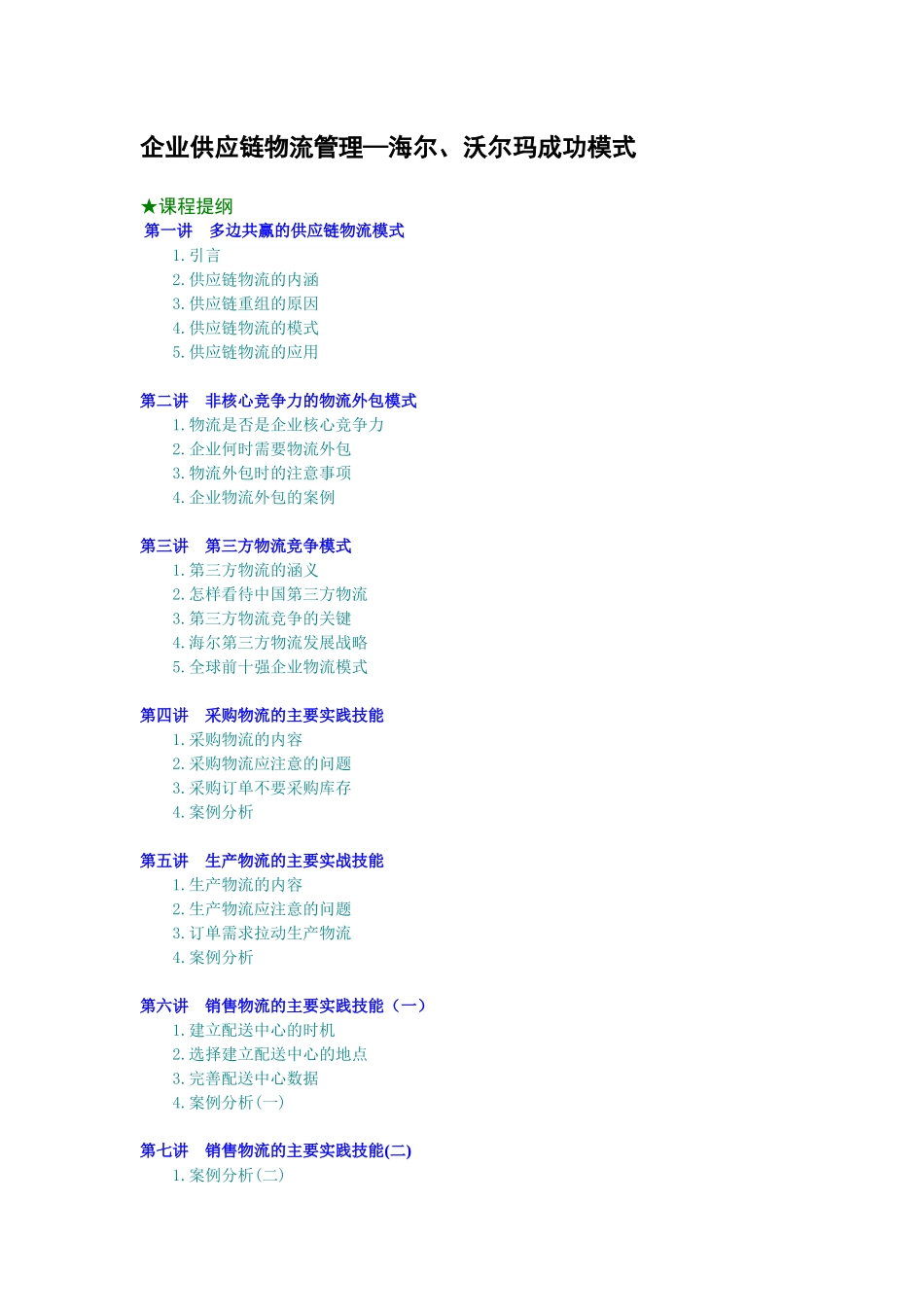 企业供应链物流管理—海尔、沃尔玛成功模式_第1页