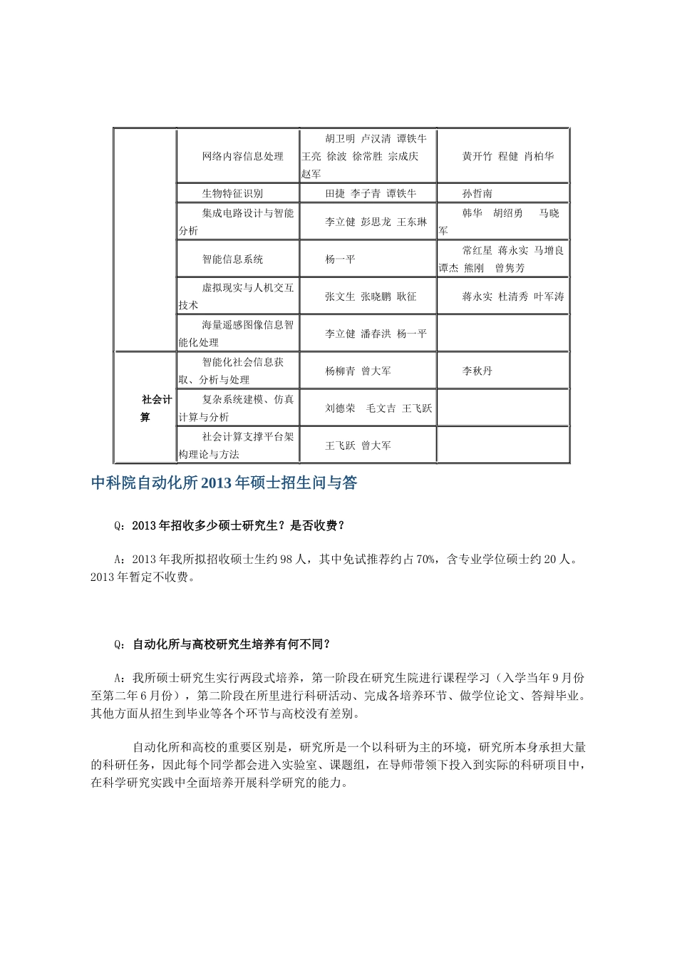 中科院自动化所XXXX年招生专业与导师招生方向_第2页