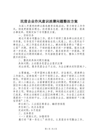 民营企业作风意识淡薄问题整治方案
