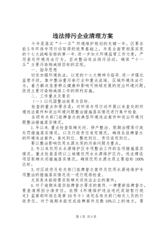 违法排污企业清理方案