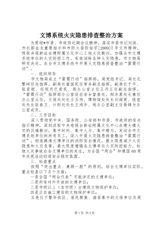 文博系统火灾隐患排查整治方案