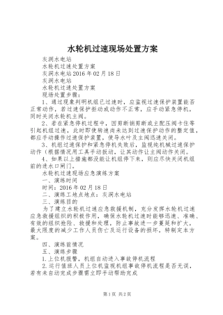水轮机过速现场处置方案
