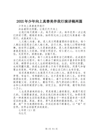 20XX年少年向上真善美伴我行演讲两篇(4)