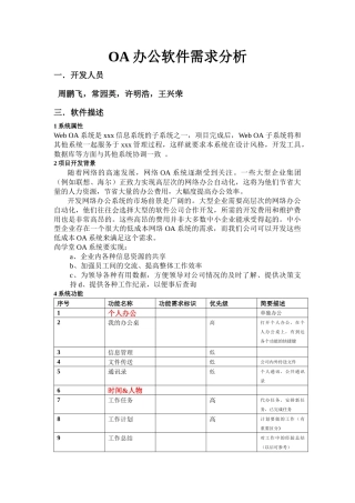 OA人事管理系统需求分析