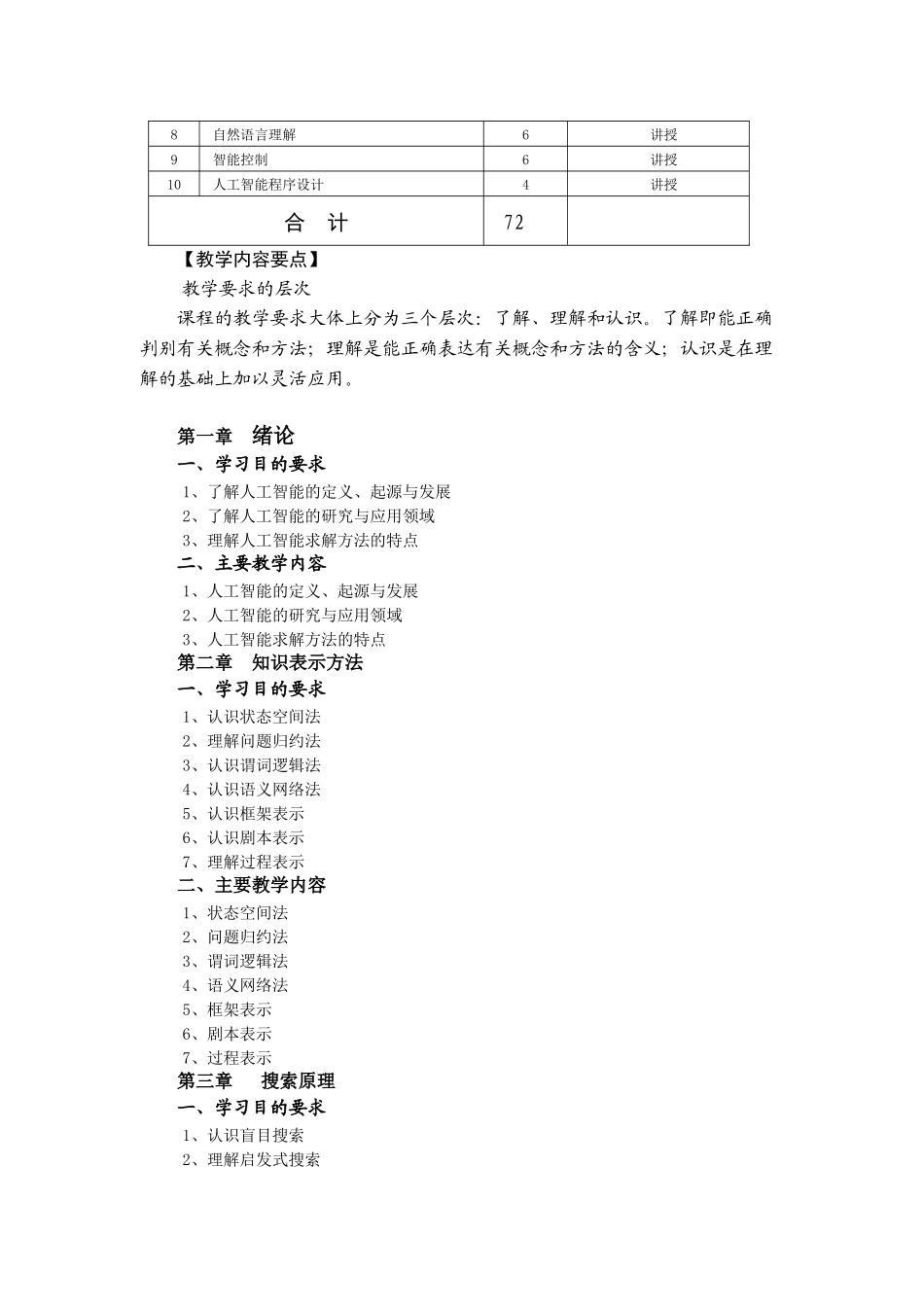 人工智能课程教学大纲_第2页