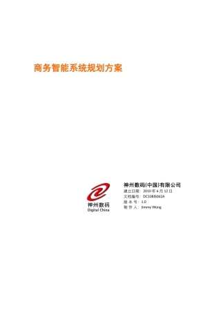 商务智能系统规划方案