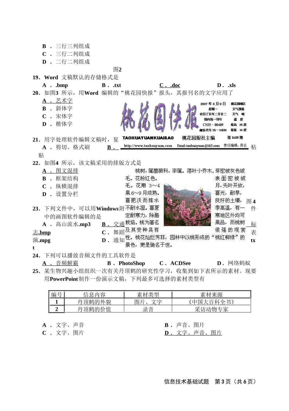 光泽一中信息技术考试_第3页