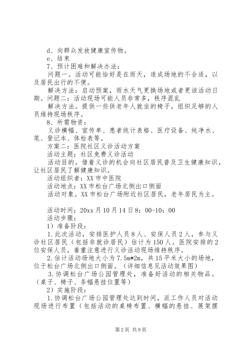 医院社区义诊活动方案_第2页