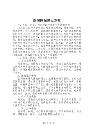 医院网站建设方案