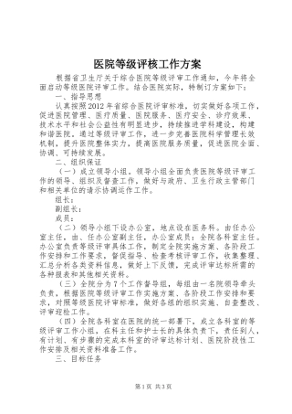 医院等级评核工作方案
