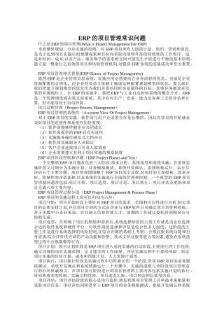 ERP项目管理常识问题