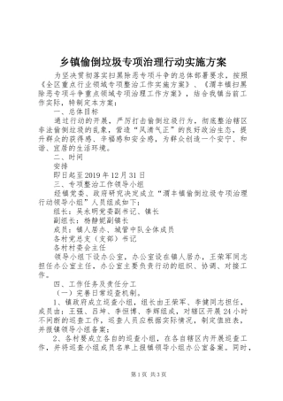 乡镇偷倒垃圾专项治理行动实施方案