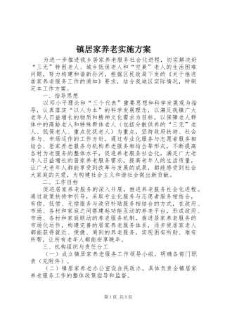 镇居家养老实施方案