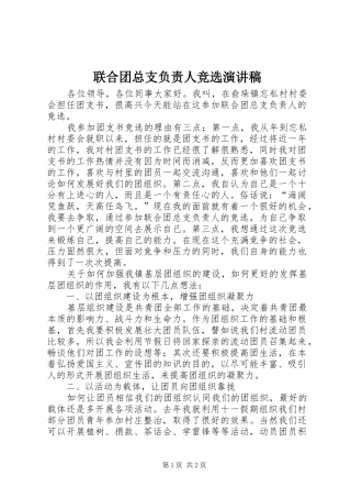 联合团总支负责人竞选演讲稿范文