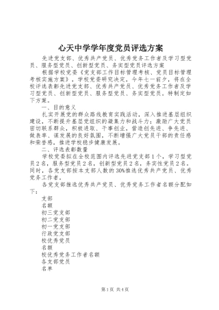 心天中学学年度党员评选方案