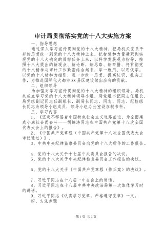 审计局贯彻落实党的十八大实施方案