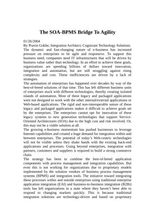 The SOA-BPMS Bridge To Agility