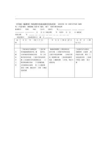 中医临床路径表