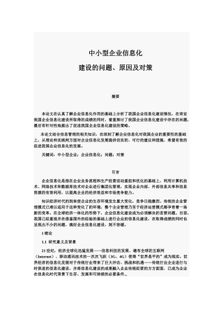 企业信息化建设的原因问题及对策