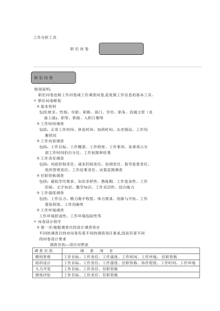 工作分析工具—职位问卷
